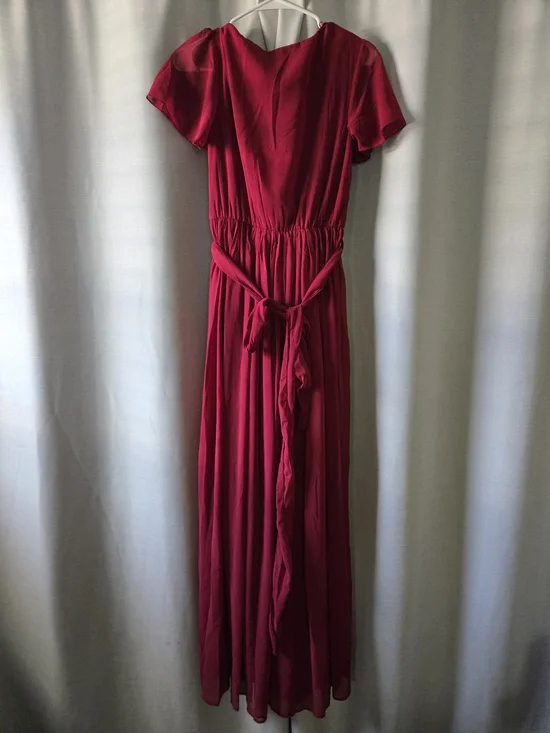 Baltic Born Wine Red Wrap Maxi Dress with Side Slit - Picture 3 of 5